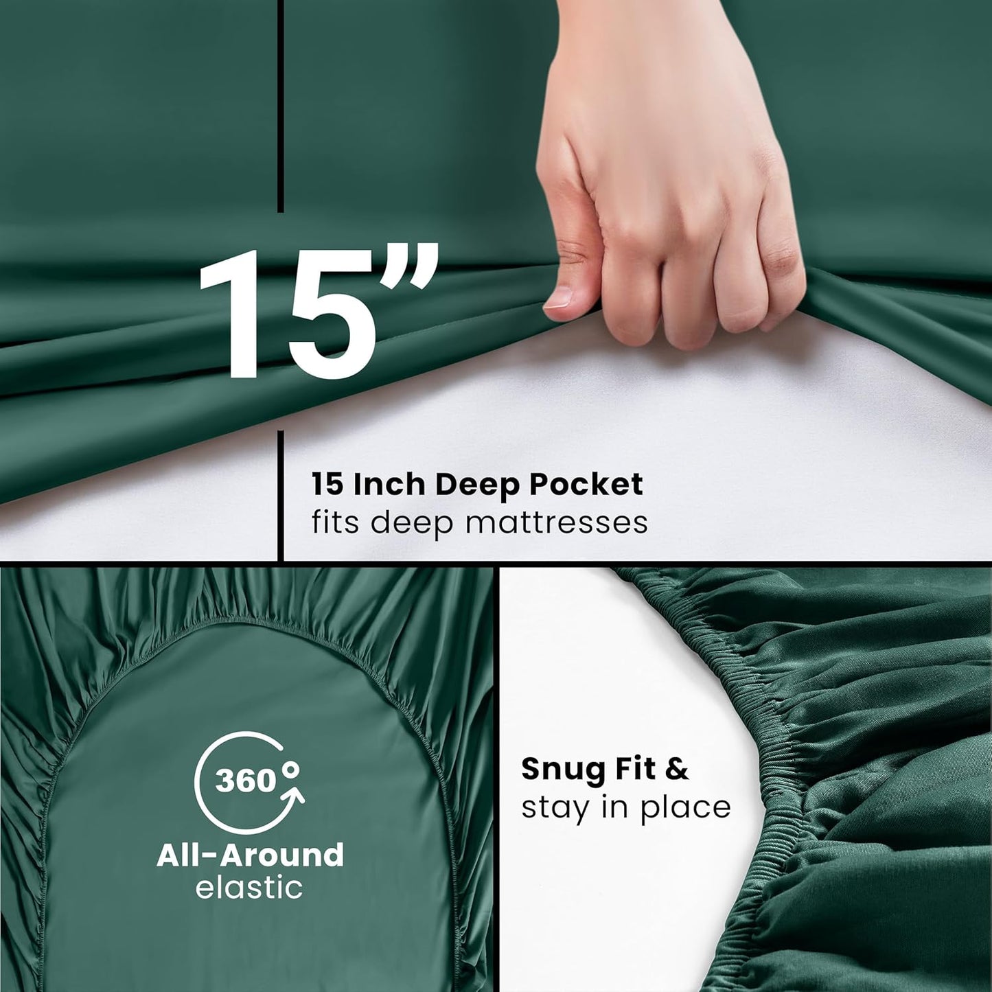 Utopia Bedding Twin Fitted Sheet - Soft Microfiber with Deep Pockets - Fade & Shrinkage Resistant | Emerald
