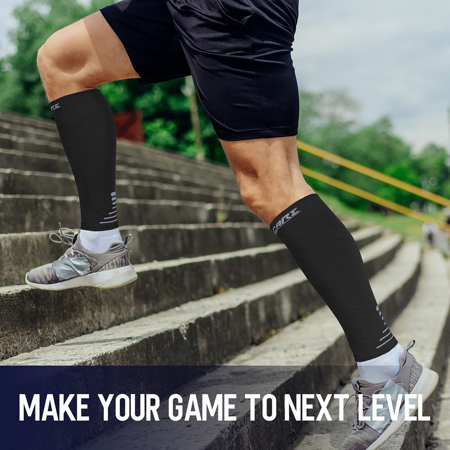Thoxcare Calf Compression Sleeve for Men Women (1 Pair), Leg Support Footless Compression Socks for Running - Shin Splint Varicose Veins Swelling & Pain Relief, Black/Gray, Large