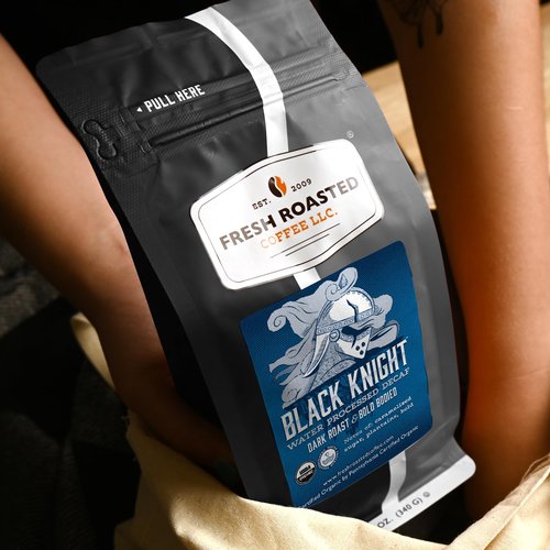 Fresh Roasted Coffee, Organic Black Knight Water-Processed Decaf | USDA Organic, Kosher | Dark Roast 12 oz Ground