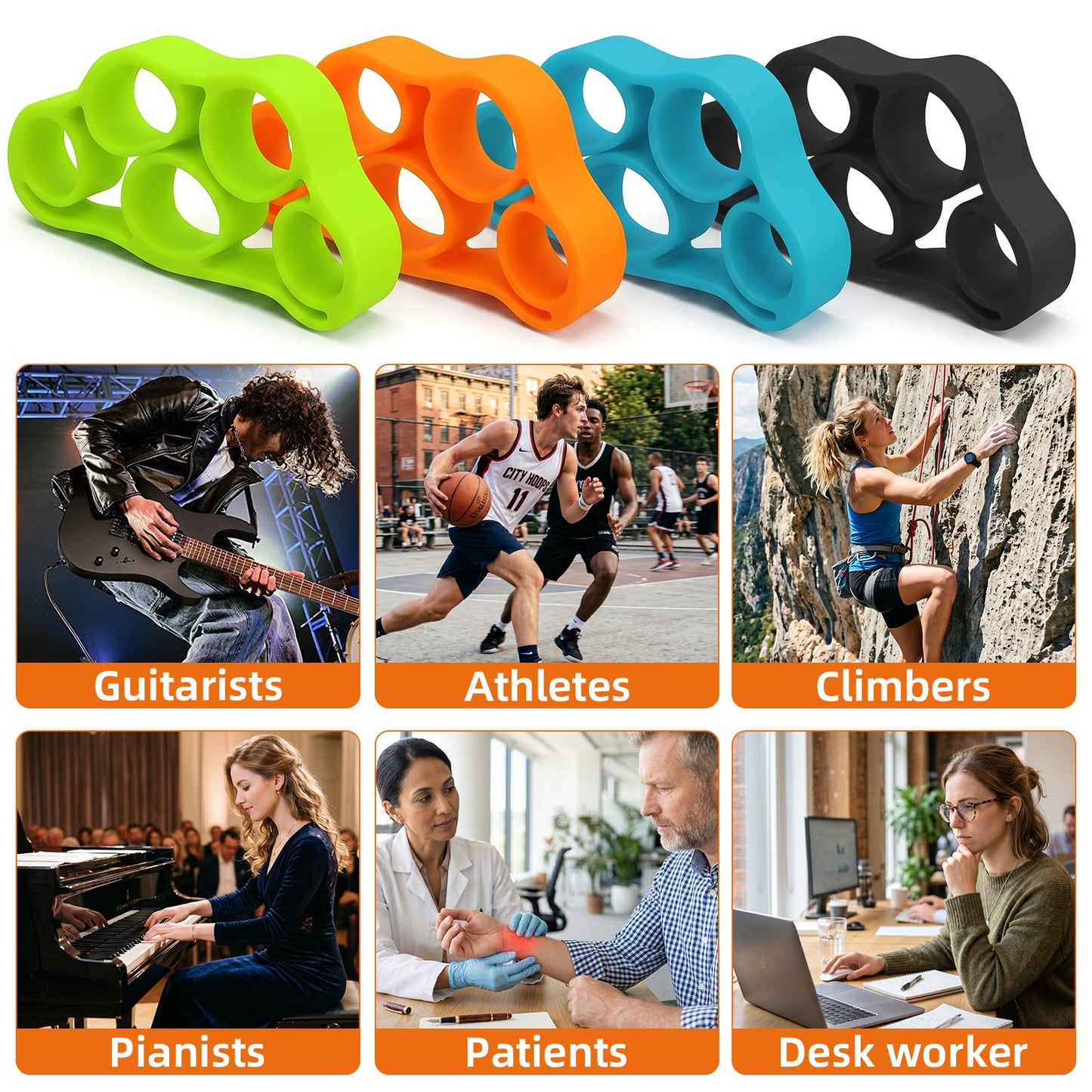Finger Stretcher 4 Pack Finger Extensor Bands Hand Resistance Bands Finger Strengthener Finger Exerciser Hand Extension Exerciser Extensor Trainer for Grip Strength Rehab Climbing Training