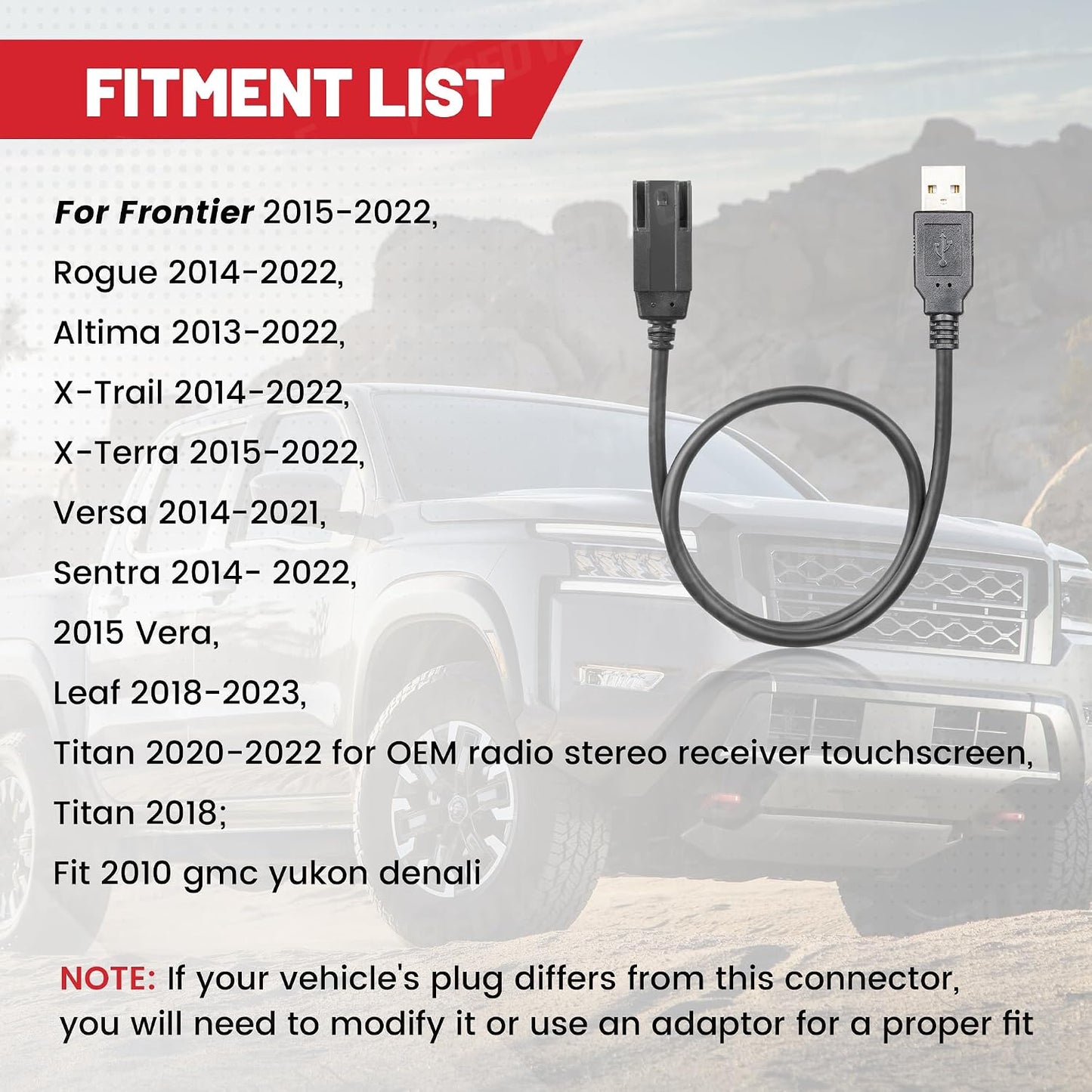 2015-2022 RED WOLF Car Stereo Factory USB Port Cable Wiring Harness Retention for Nissan Frontier Titan Sentra Retain