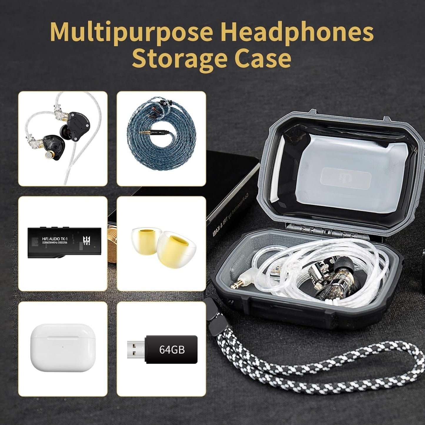 YINYOO ZC01 ZS10 SE215, KS1, ZS12 2, AS16 CCZ Hard Shell IEM Case for KZ Pro in Ear Monitor, Travel Portable Earbuds