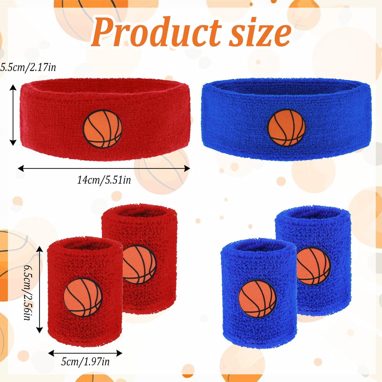Mabor 6 Pcs Sweatband Set, Including 4 Moisture Wicking Athletic Wristband and 2 Headbands Wrist Sweatband Sports Terry Cloth Sweat Absorbing Head Band for Workout for Kids Teens