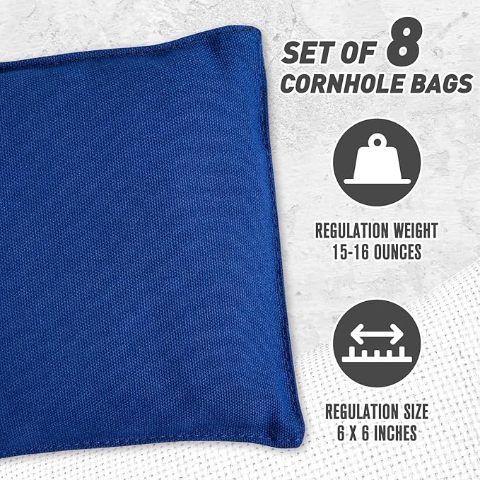 Cornhole Bags Set of 8 Regulation Corn Hole Bean Bags for Cornhole Game, Professional Weather Resistant Corn Hole Bags with Tote Bag
