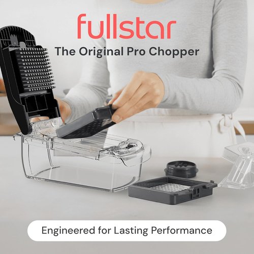 Fullstar Vegetable Chopper - 4-in-1 Pro Chopper & Spiralizer with Container | Clear Kitchen Essential