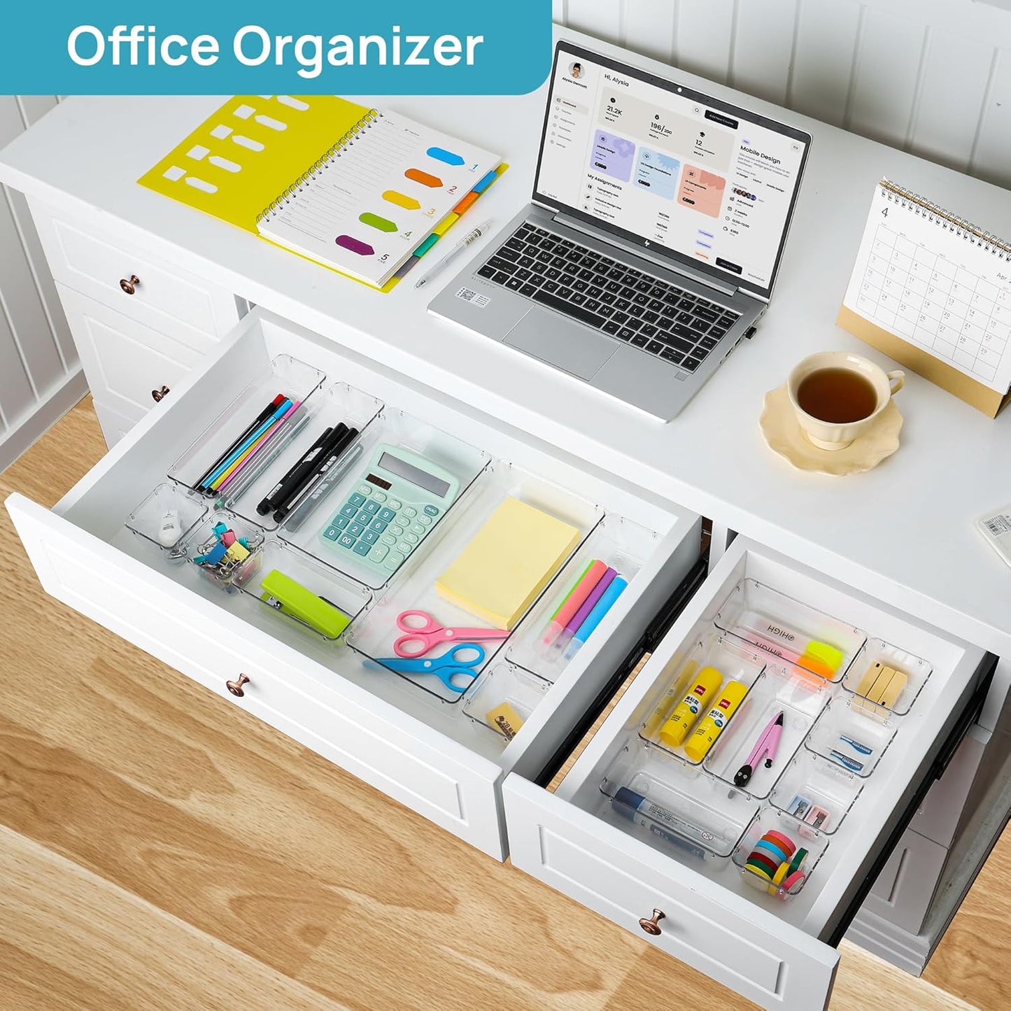 Vtopmart 88PCS Clear Plastic Drawer Organizers - Versatile Storage Bins for Makeup, Kitchen & Office