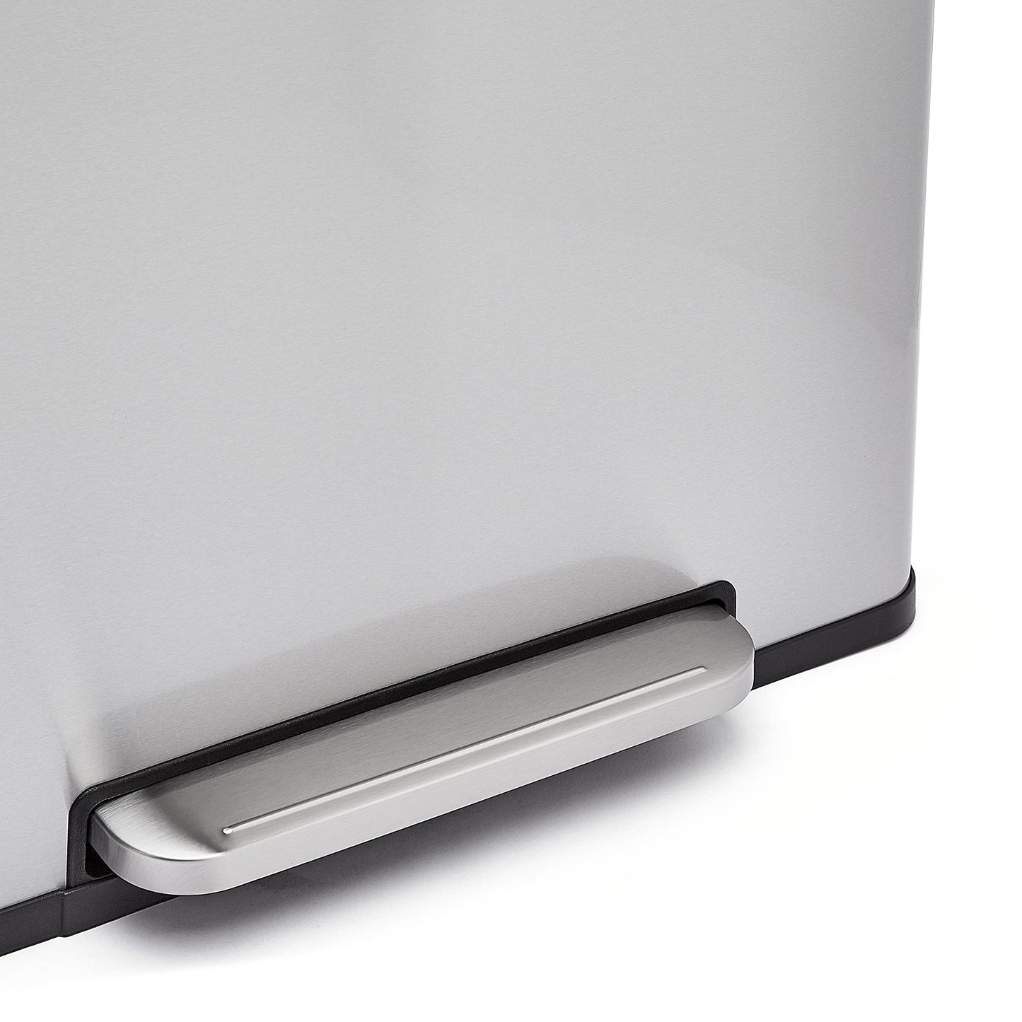 Amazon Basics Dual Compartment Recycling Trash Can with Soft-Close Lid, Fingerprint Resistant, Removable Liner Buckets, 60 Liters, Rectangular, Grey, Silver