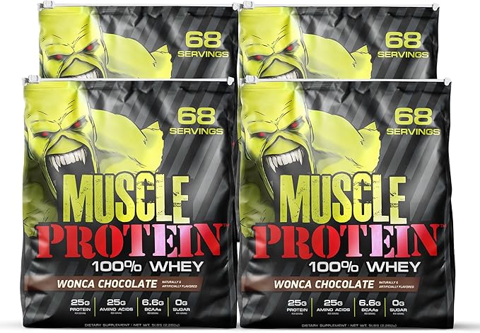 Muscle Whey Protein Flavored Protein Powder, 25,000mg Amino Acids/Serving, Cold Filtered(Packaging May Vary) (20 Pound (Pack of 4), Chocolate)