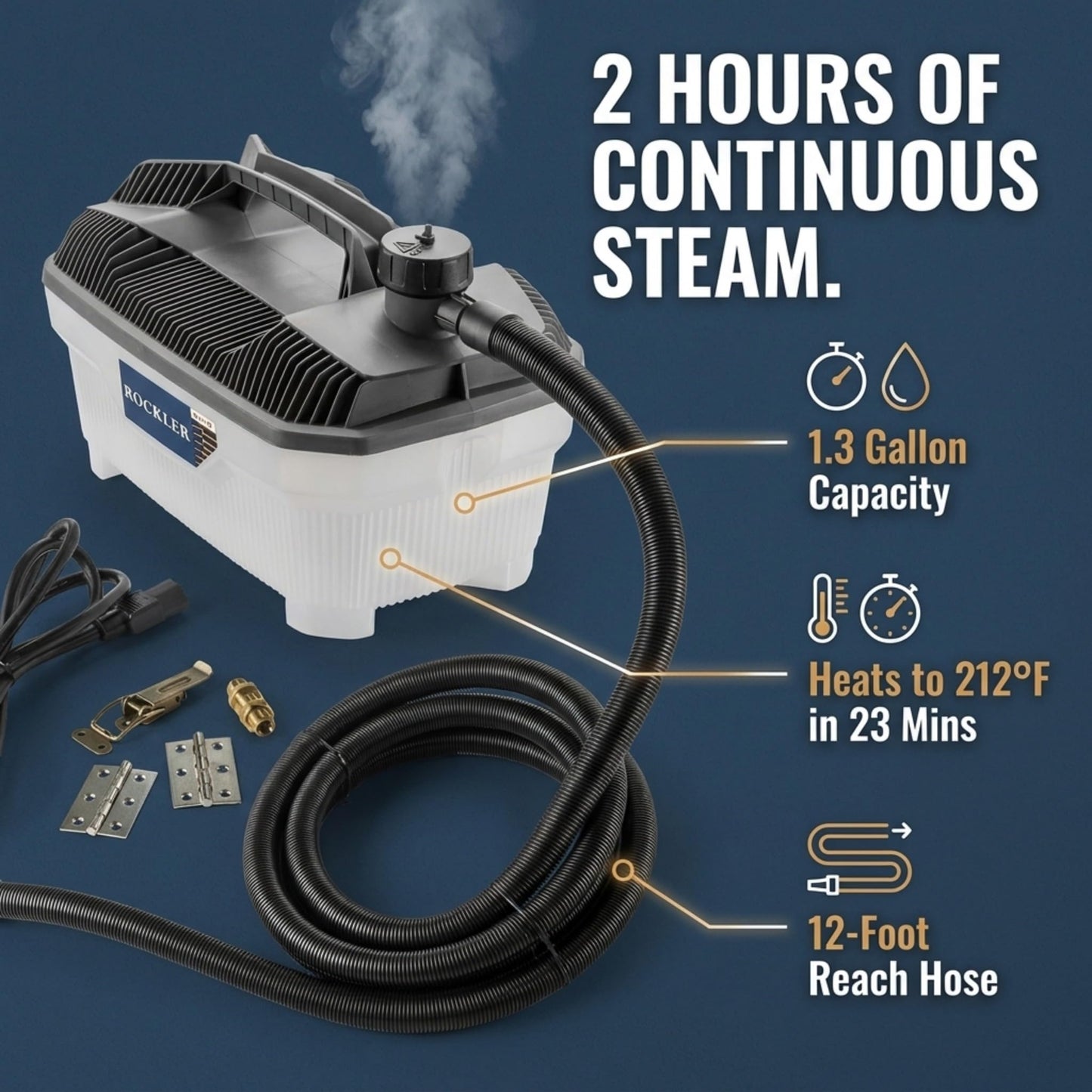 Steam Bending Wood Kit w/Steam Box Plan, Hinges, Latch & 1.3-Gallon Generator - Efficient & Safe Steam Generator for Bending Wood - Compact Professional Steamer for Curved Woodworking Projects