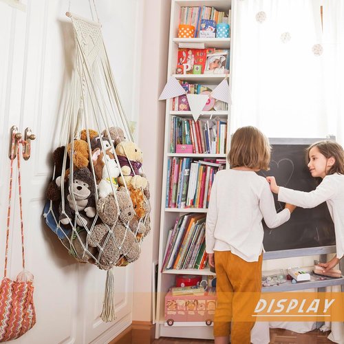 Amdermi Stuffed Animal Hammock - Boho Macrame Wall Organizer for Plush Toy Storage | Cream Color