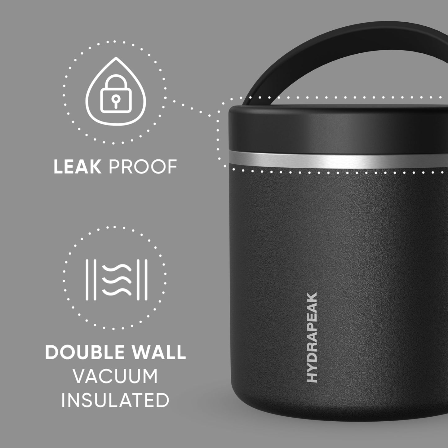 Hydrapeak 25oz Stainless Steel Vacuum Insulated Food Jar | Kids Jar for Hot Food and Cold Food, Wide Mouth Leak-Proof Soup Jar for Adults, 10 Hours Hot and 16 Hours Cold (Stone)