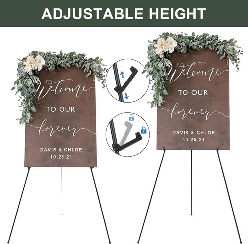 DANMO Adjustable Metal Easel Stand - 63'' Wedding Sign Display | Black Floor Art Easel