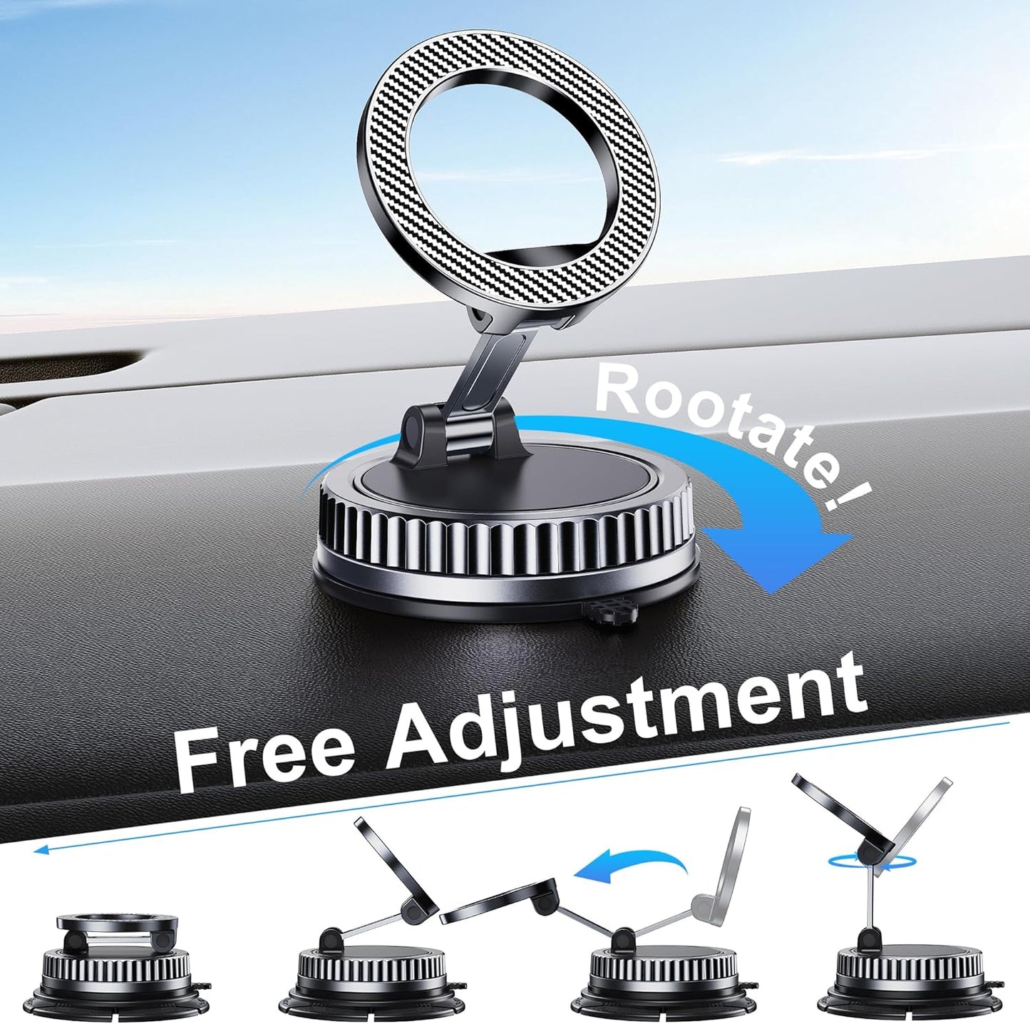 Chiclish [2026 89+LBS 3700gf 360 17-12 Car Phone Holder for Magsafe Suction & Magnetic] Adjustable Cell Phone Mount