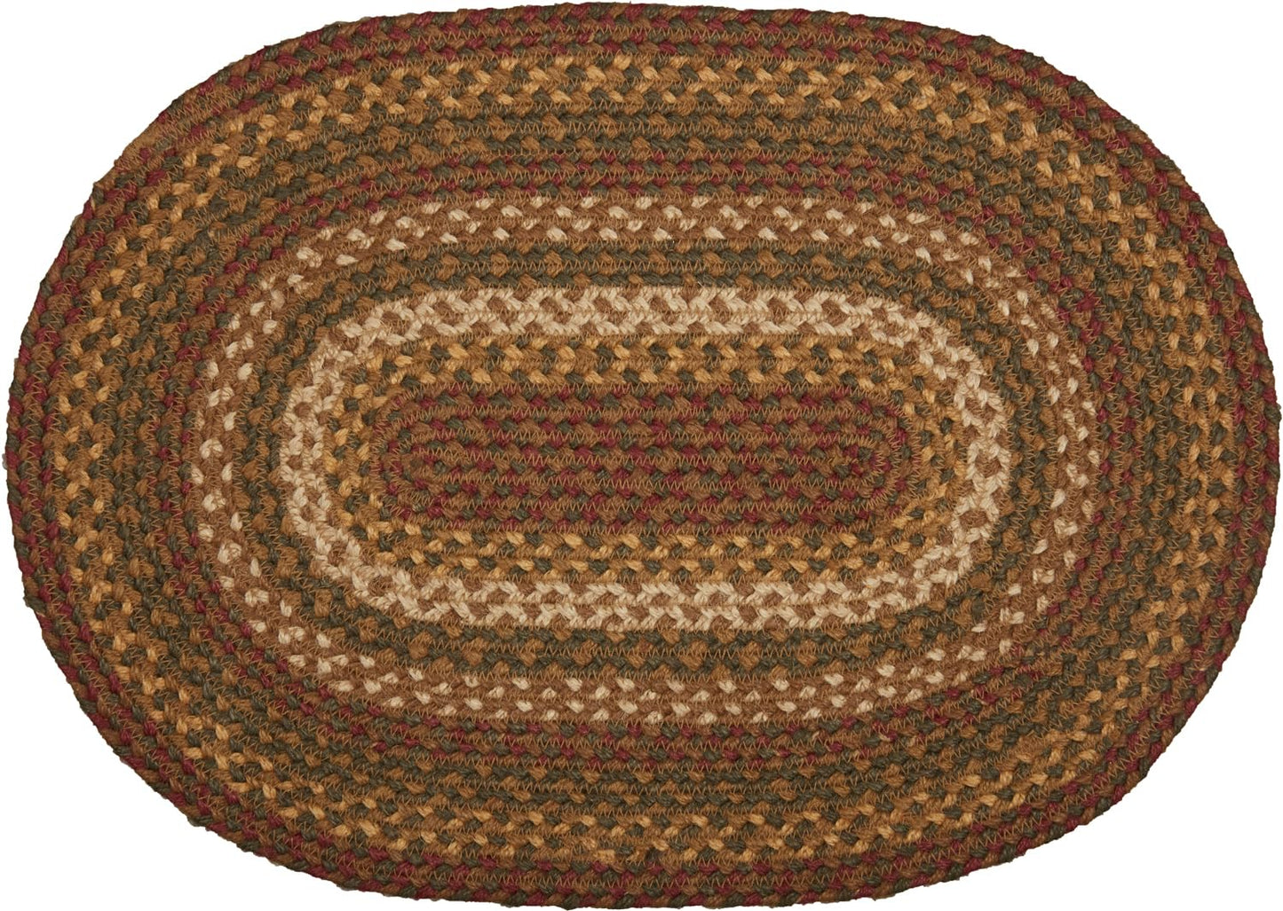 VHC Brands Tea Cabin Rustic Jute Green Textured Striped Oval Kitchen Placemat Set of 6 12"x18"