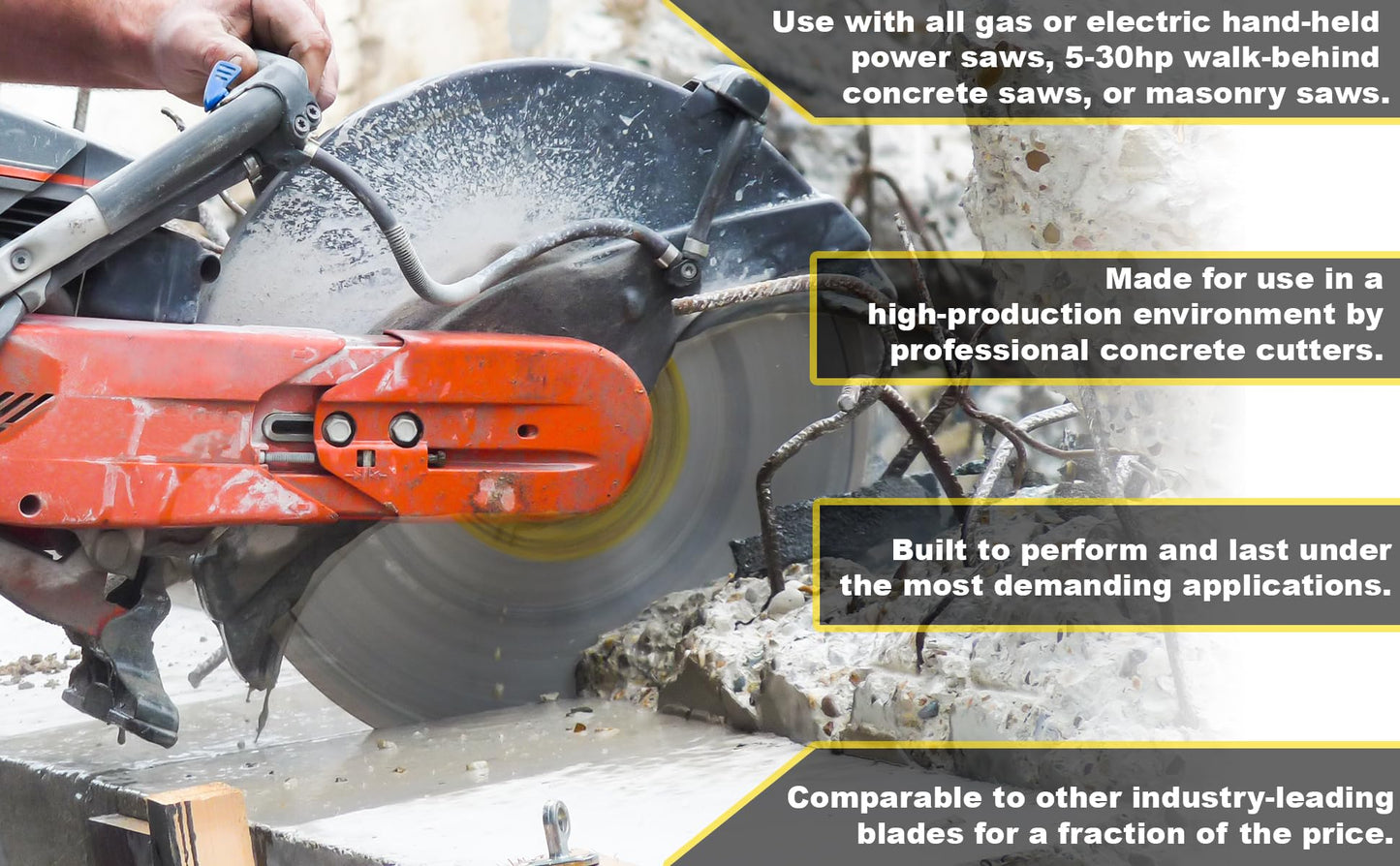 Cougar HD 14 Inch 10-Pack Concrete Diamond Blade, Supreme Heavy-Duty Segmented Blade, Dry/Wet Combo Cutting Reinforced Concrete, Asphalt, Stone 1"-20mm Arbor (10pcs)