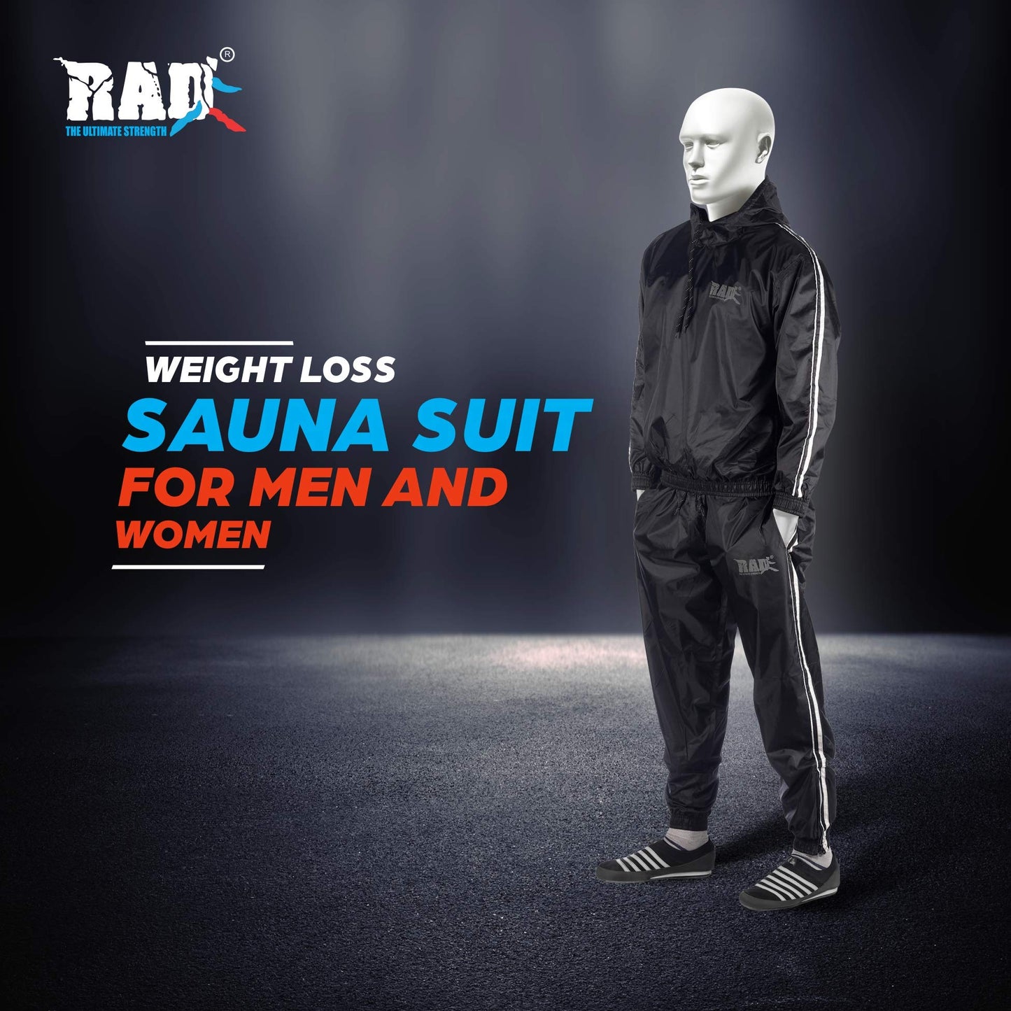RAD Sauna Suit for men & women weight loss - Workout Sweat Suits with Hood - Fat Burning Suit - Boost Fat Burn (White, XXL)