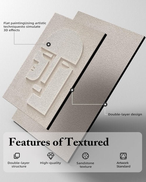 Azartslr Abstract Textured Wall Art - Modern Black & White Sandstone Decor | 3-Piece Geometric Set for Living Room & Bedroom
