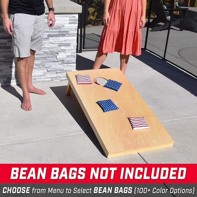 GoSports Regulation Size Wooden Cornhole Set with Natural Wood Finish - Includes Carrying Case