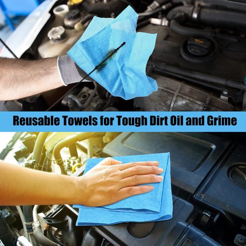 HunnmingRe 300 Sheets 9.84 x 13.78 in Disposable Shop Towels Bulk Heavy Duty Shop Towels Lint Free Paper Absorbent Anti Dissolution for Garage Car Work(Blue)