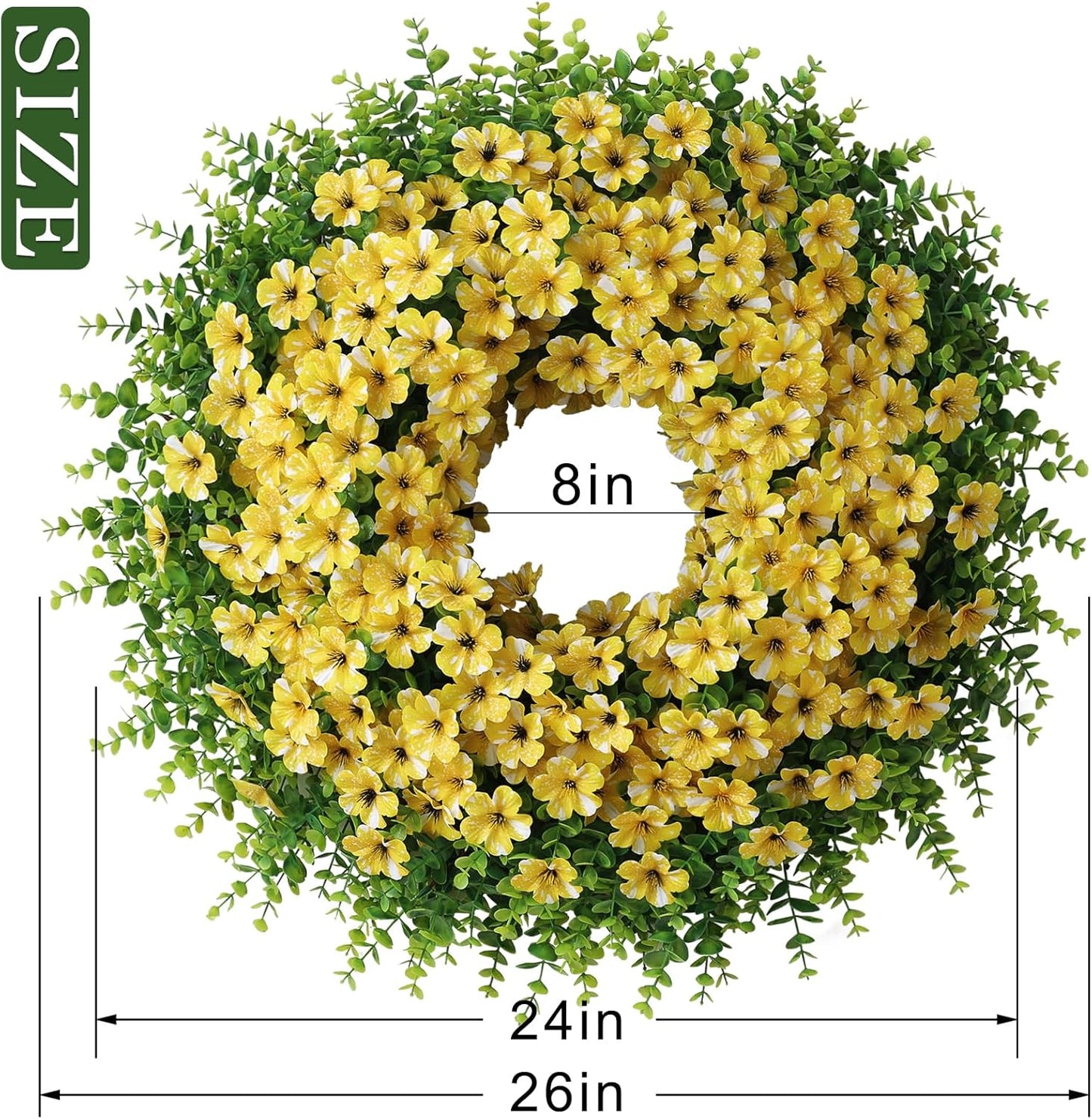 Regine Switzerland 26" Artificial Flower & Eucalyptus Wreath - Faux Morning Glory & Eucalyptus for Spring/Summer Decor