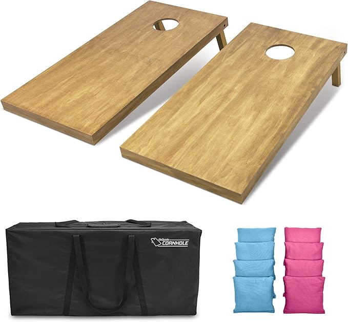 GoSports 4 ft x 2 ft Regulation Size Wooden Cornhole Boards Set - Includes Carrying Case - Full Regulation Size Bean Bag Toss Boards