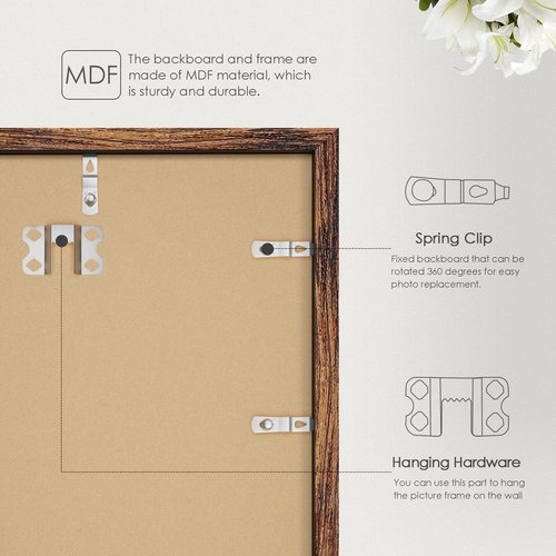 Fisnish 11x17 Picture Frame Brown, Classic Poster Frame for Horizontal or Vertical Wall Mounting, 1 Pack
