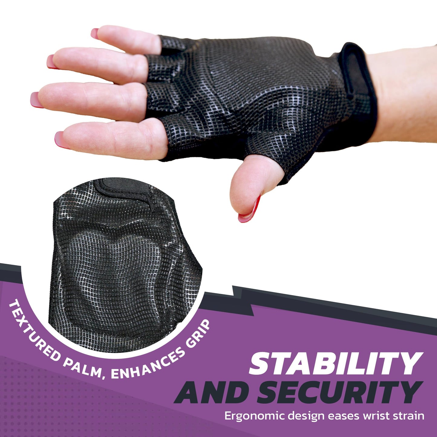Wags Pro Wrist Assured Gloves Fitness Gloves for Women & Men, Workout Gloves, Workout Gloves with Patented Ergonomic Gel Pad, Wrist Support Gloves, Weight Lifting Gloves, Medium, Black