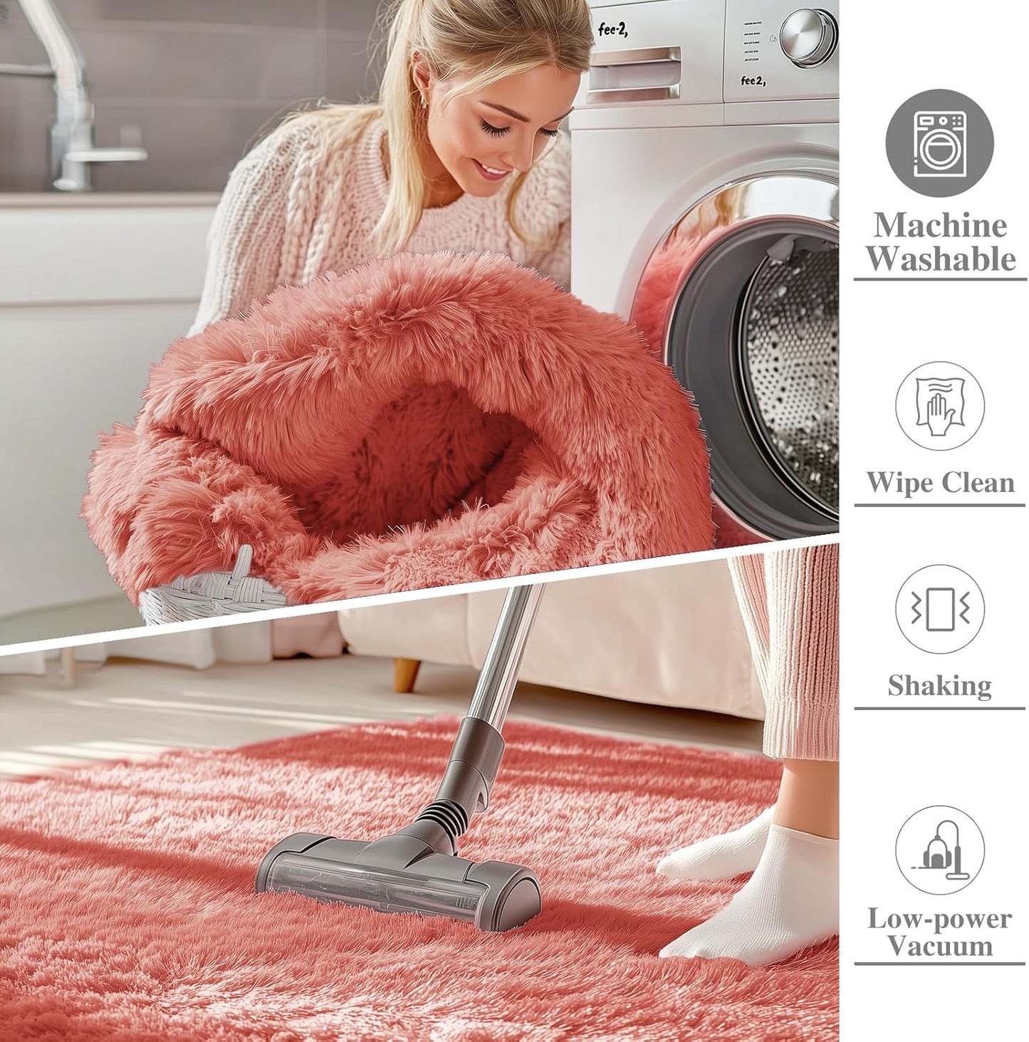 OLANLY Runner Rugs - Soft, Machine Washable Shaggy Carpet for Hallway & Bedroom | Rust Red, 2x5 ft