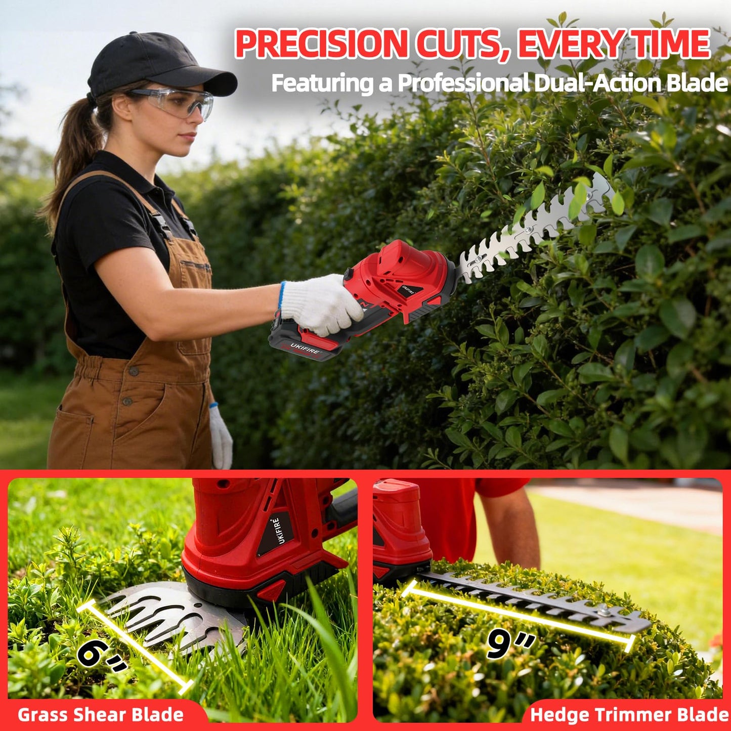 4-in-1 Electric Pole Hedge Trimmer, Cordless Bush Trimmer & Grass Shear with Extension Pole, 4.0Ah Battery & LCD Display, 180° Adjustable Angle, 16 Ft Reach, Powerful Branches Cutter for Tree