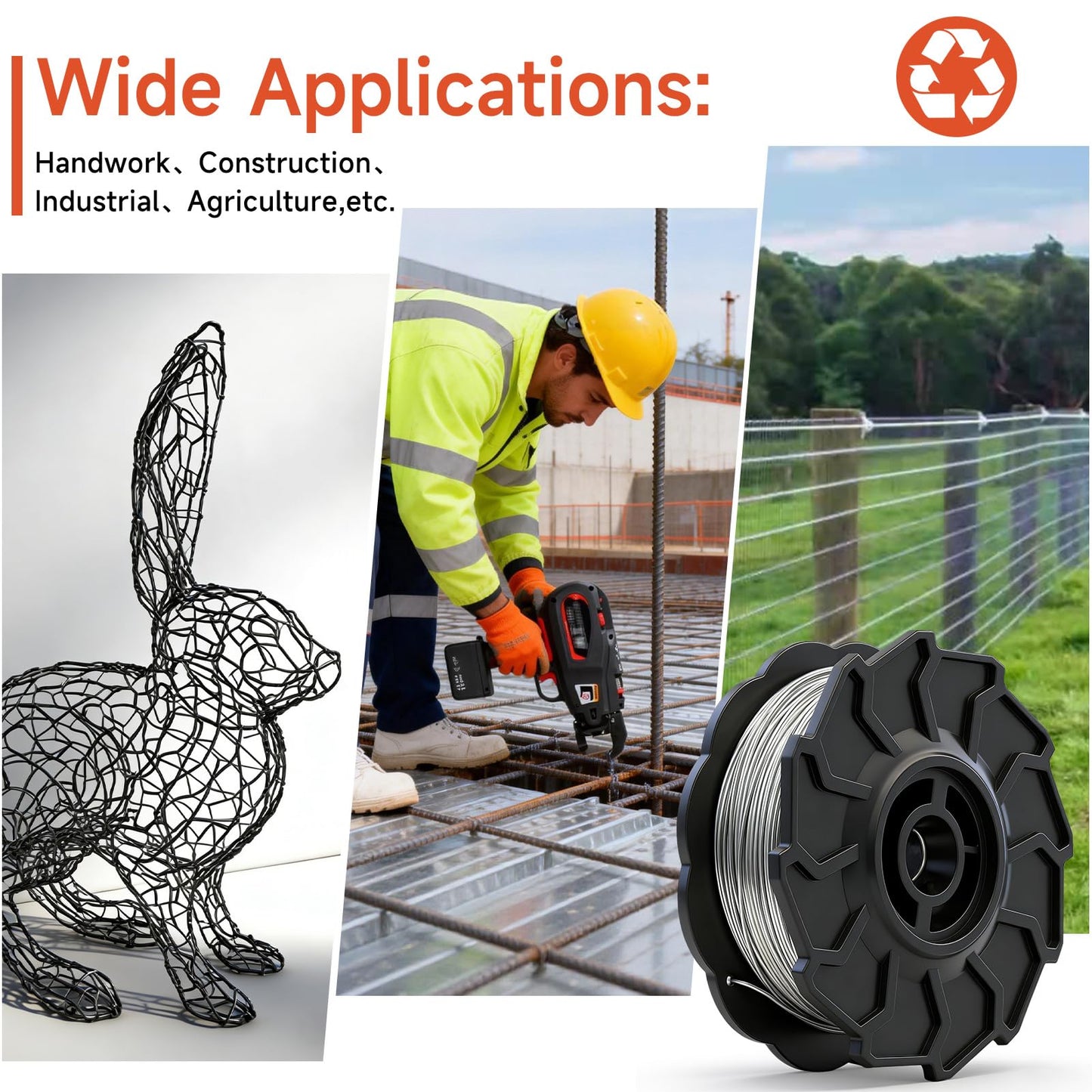 SDLOOL WL898 Rebar Tie Wire 21 Gauge USA Regular Rebar Tie Wire Roll - Pack of 50 Rolls