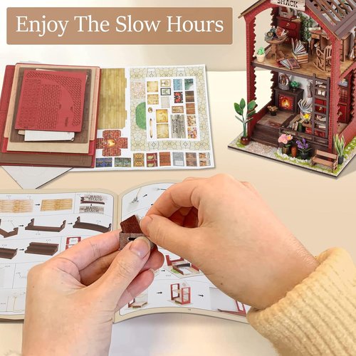 Booknook-Creativity DIY Book Nook Kit - 3D Wooden Puzzle Bookend Decor with LED Light | Miniature House for Adults