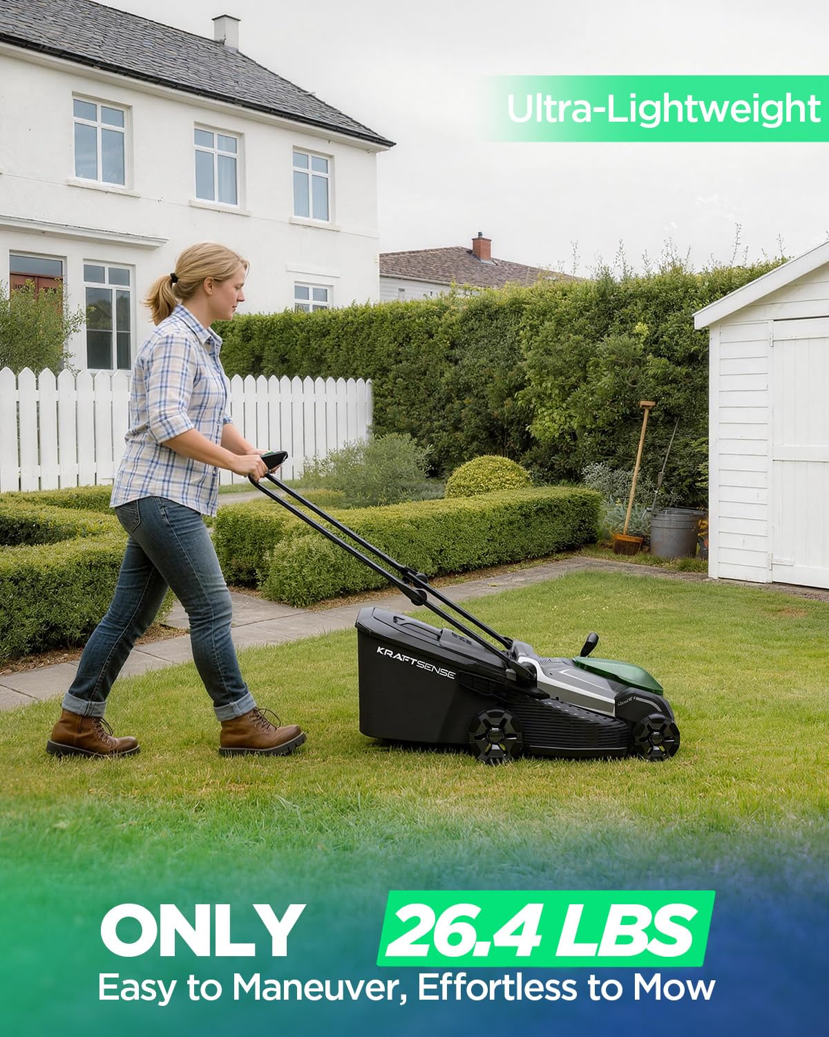 18" Electric Lawn Mower, 40V Cordless Lawn Mower with 2x8.0Ah Batteries & Charger, Brushless Motor, 2-in-1 Mulching & Bagging, 6-Position Height Adjustment, for Medium Yards