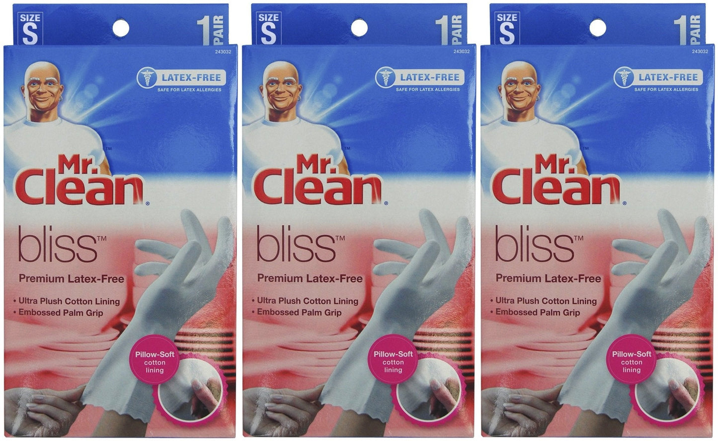 Mr. Clean Bliss Premium Latex-Free Gloves, Small, 3 pairs