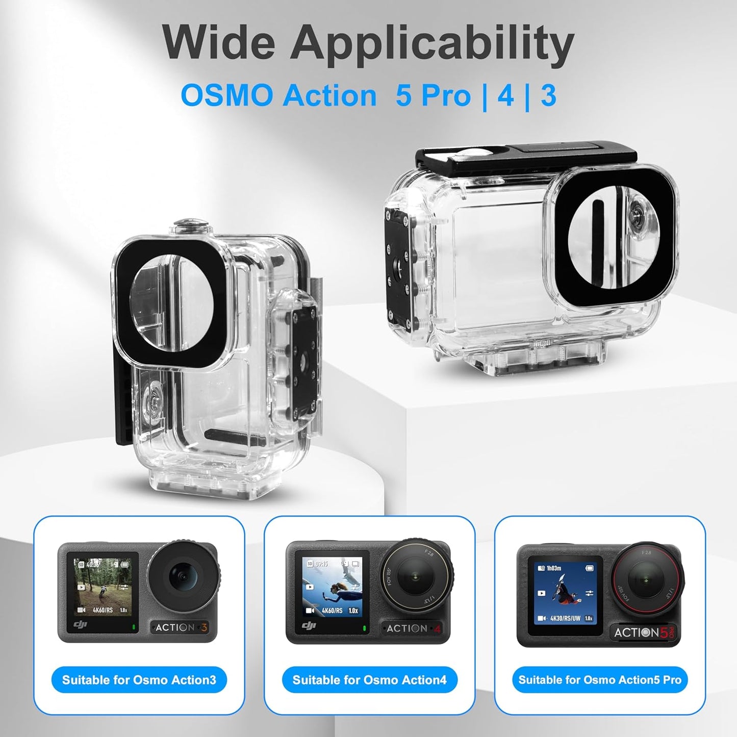 FiTSTILL 196FT/60M 5 4 3,Protective Underwater Waterproof Case with Magnetic Quick Release Interface Compatible
