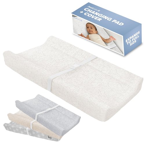 Jool Baby Serenity Soft Changing Pad - Washable Cover & Non-Slip Design | Fits Standard Tables (Wave Pattern, Off White)