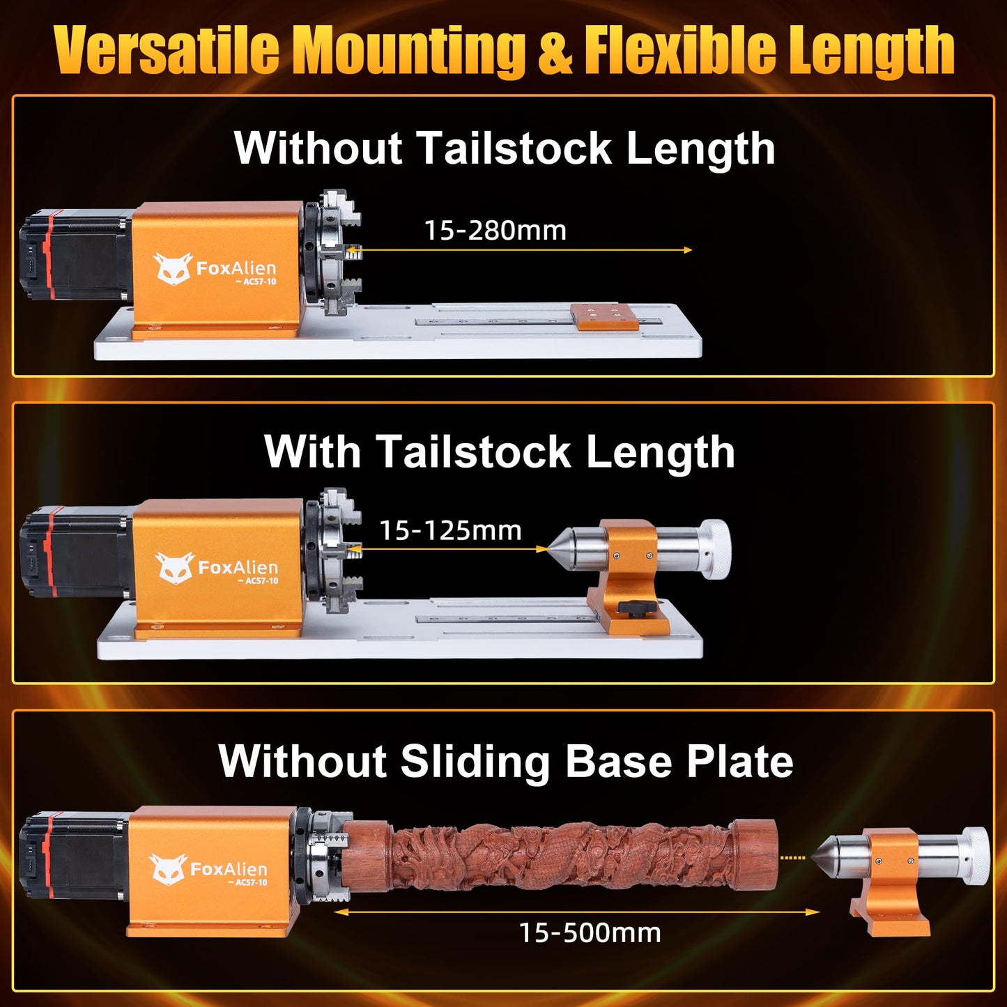 FoxAlien XE-PRO 3-Axis CNC Router Machine + NEMA23 4th Axis Rotary Engraving Module for Engraving Curved Surface and Cylindrical Object