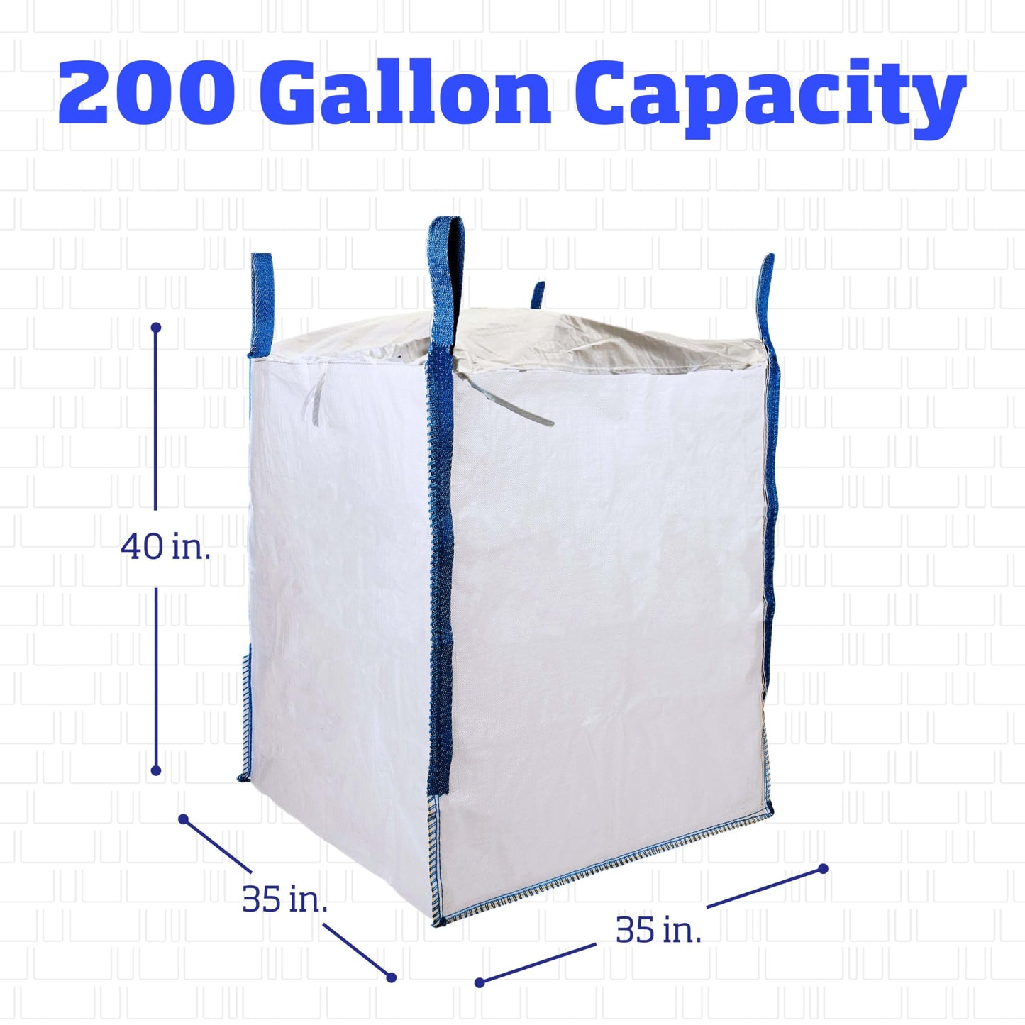 DURASACK Heavy Duty Builder's Bulk Bags 200-Gallon White Woven Polypropylene Contractor Trash Bags for Demo and Construction, Holds up to 2200 lbs, Open Top