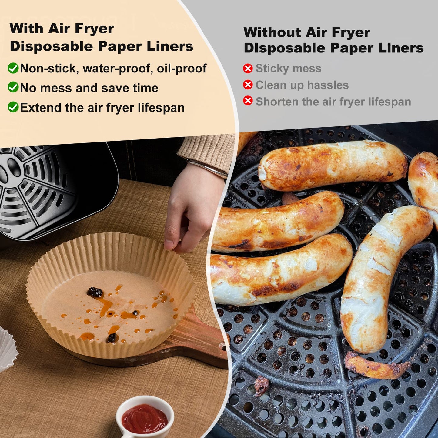 Vailnd Small Round Air Fryer Liners Disposable, 200 PCS 6.3" Air Fryer Paper Liners for Ninja AF101, Non-Stick and Oil Proof Baking Paper Liner for 2-4 qt Airfryer Basket