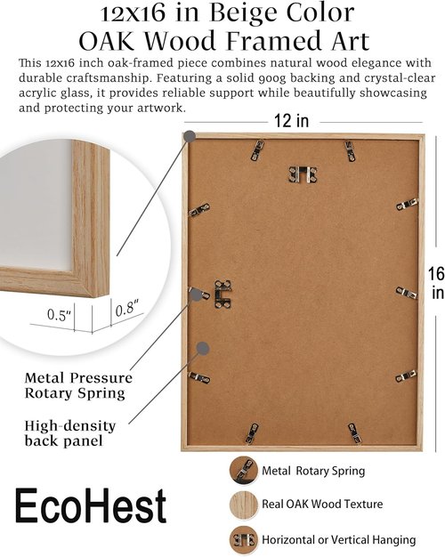 EcoHest Audrey Hepburn Magazine Wall Art - Trendy 12x16 in Oak Frame | Beige Canvas Home Decor