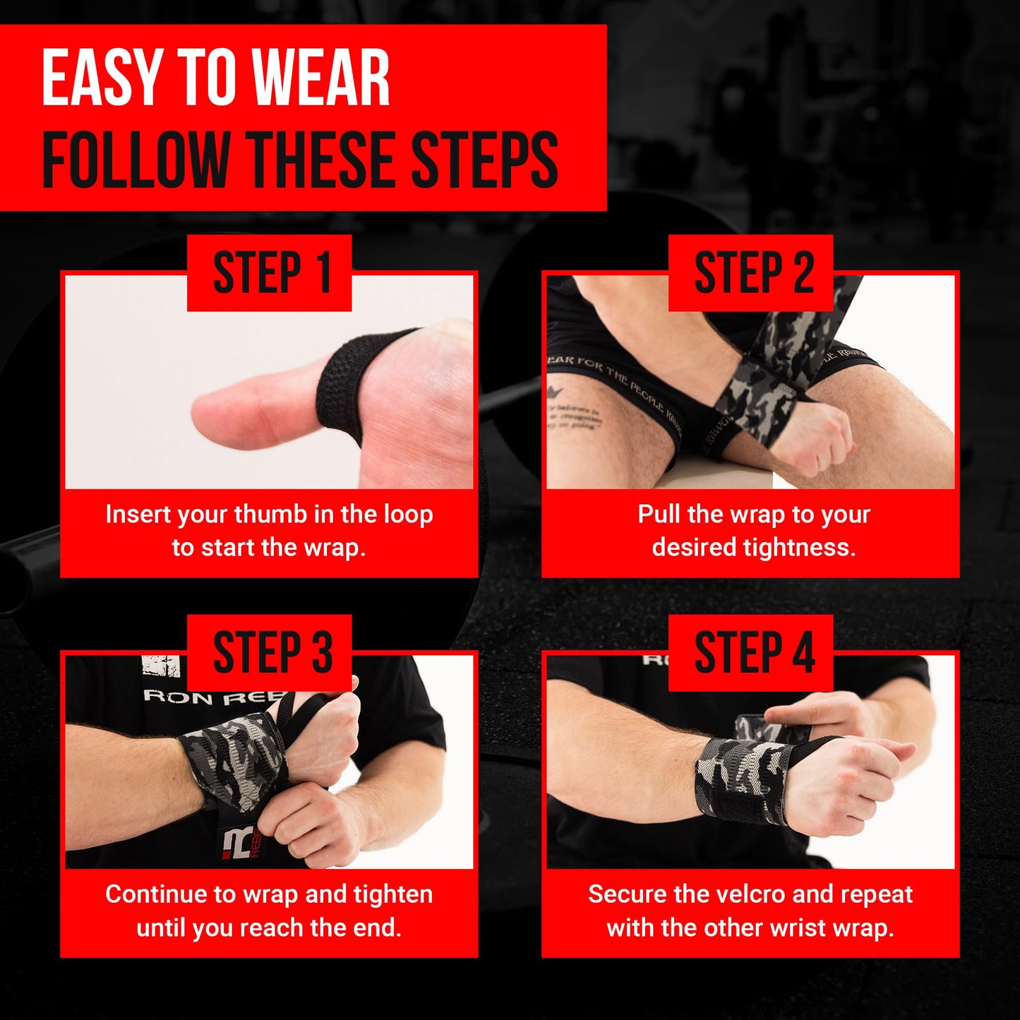 Iron Rebel Wrist Wraps - Flexible wrist support for weightlifting Straps for Men & Women - Comfortable & Durable Wrist Wraps for Everyday Lifting (Pair)