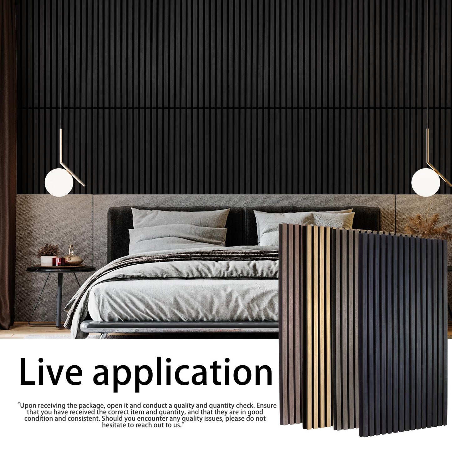 Yun-aeon Matte Black 4 Pack Wood Slat Acoustic Panels 47.2 x 23.6 Inch 3D Fluted Design for Sound Absorbing Wall and Ceiling Noise Reduction Home Theater Office Modern Decor