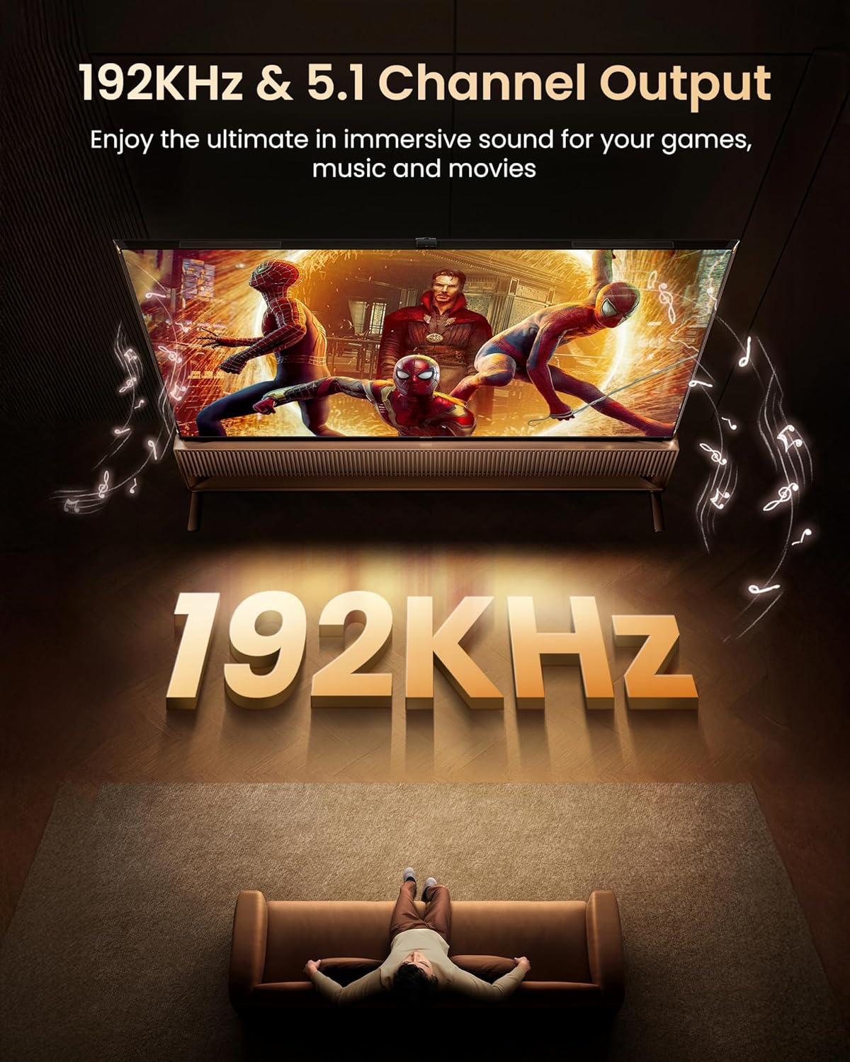 4K@60Hz, 192KHz 3.5mm HDMI ARC Audio Extractor HDMI ARC Audio Adapter Converter Splitter to Optical TOSLINK SPDIF + RCA