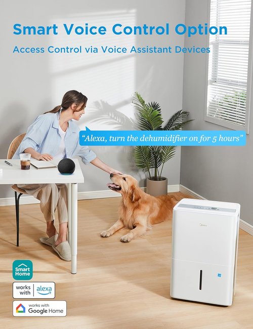 Midea Dehumidifier - 22 Pint Energy Star Certified for 1,500 Sq. Ft. | Ideal for Basements & Large Rooms (White)