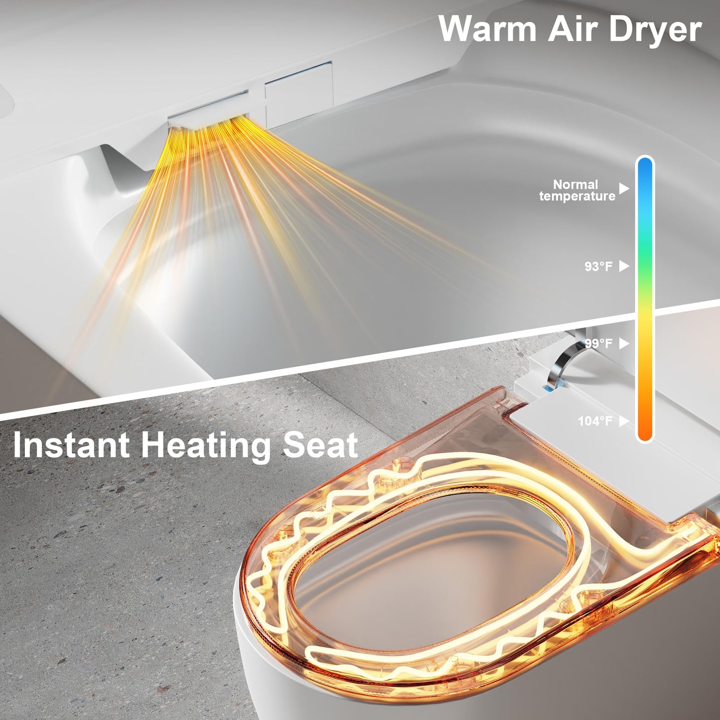 Smart Toilet with Bidet Built in, One Piece Bidet Toilet with Auto Dual Flush, Soft-Close Seat & Lid, Electric Tankless Toilet with Elongated Heated Seat, Foot Sensor, Warm Water & Dryer, LED Display