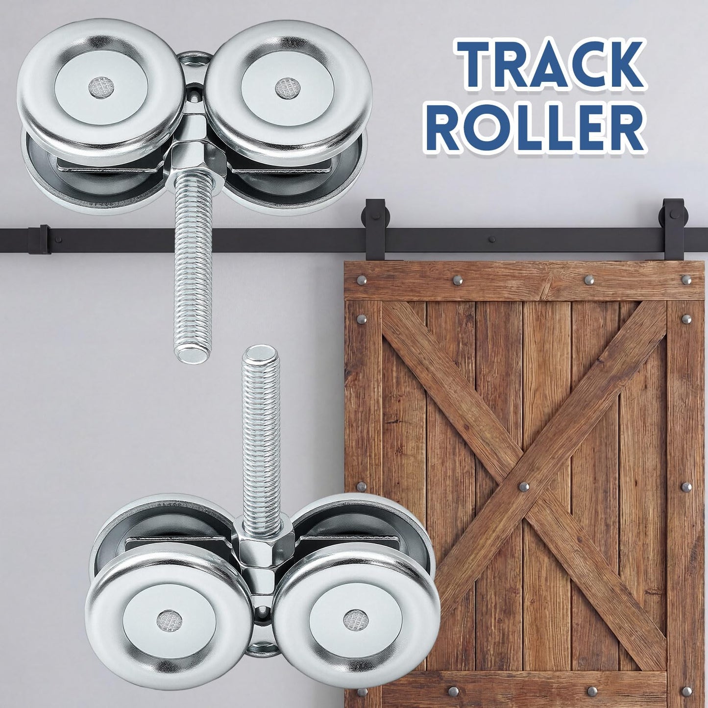 Hicarer 2 Pcs Wheel Trolley Assembly Barn Door Rollers for 1-3/4" Wide and 2-1/4" or Taller Rail Hanging Track, Beam Trolley Applied for Mount Heavy Barn and Shed Sliding Doors