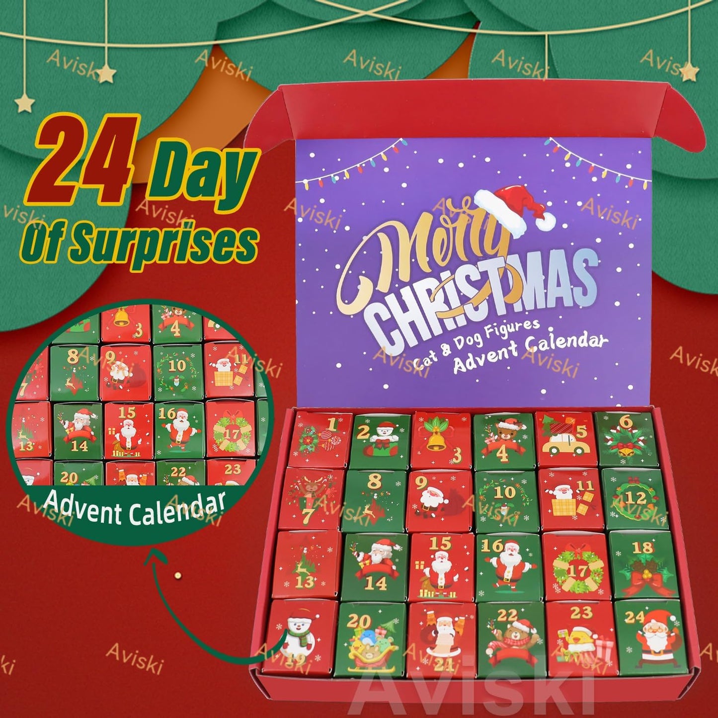 Regine Switzerland Christmas Advent Calendar - 24 Animal Figurines for Kids & Adults | Holiday Countdown Decor