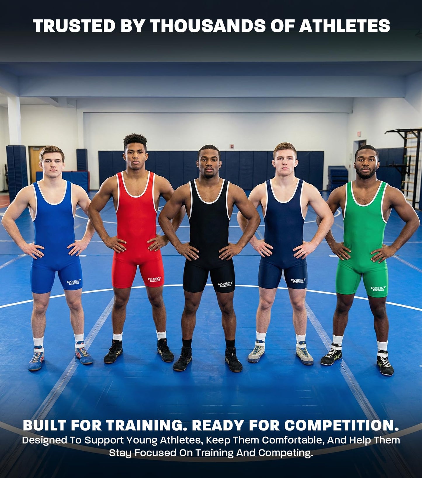 Exxact Sports Plain Men's Wrestling Singlet, High Performance Powerlifting Singlet Wrestling Singlets for Men - (Black, AS)