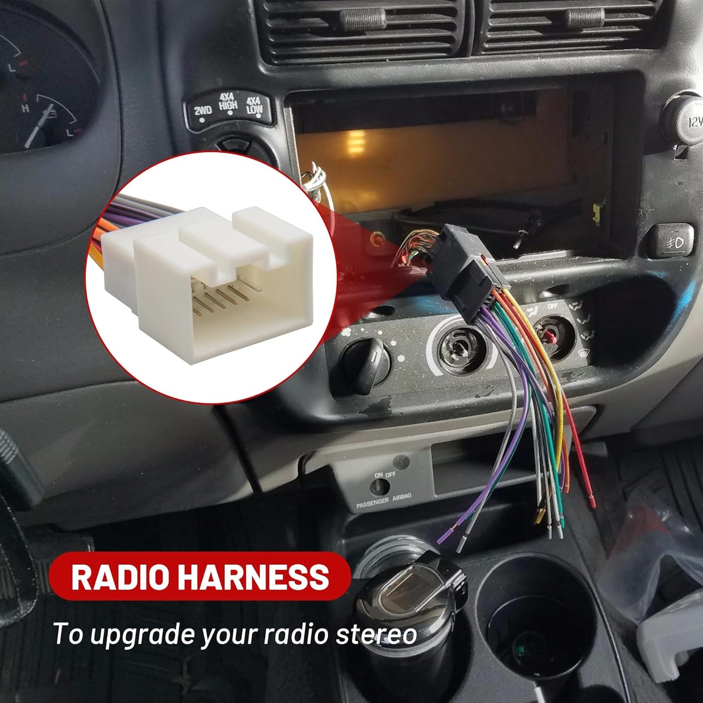 2000-2005 1998-2003 1999-2003 RED WOLF Radio Wiring Harness w/RCA Plug Fit for Ford Explorer, Mercury, Lincoln
