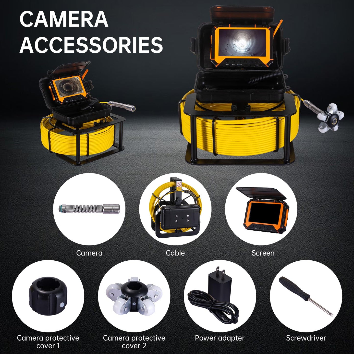 Sewer Camera 100ft,SPRIDRAIN Drain Pipe Camera HD 5in Screen,Waterproof IP68 Works Underwater Up to 10M Sewer Inspection Borescopes for Plumber(Fits Pipes>0.9" Diameter,100ft/30M)