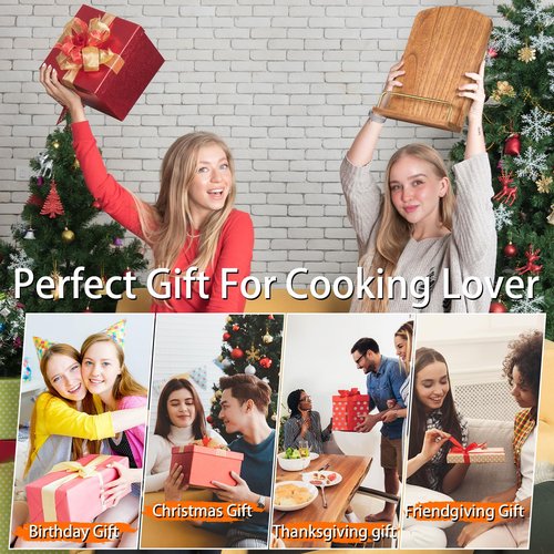 Cookbook Stand for Kitchen Counter Adjustable - Wood Recipe Book Holder for Convenient Cooking Fit iPad Tablet Recipe Book Holder